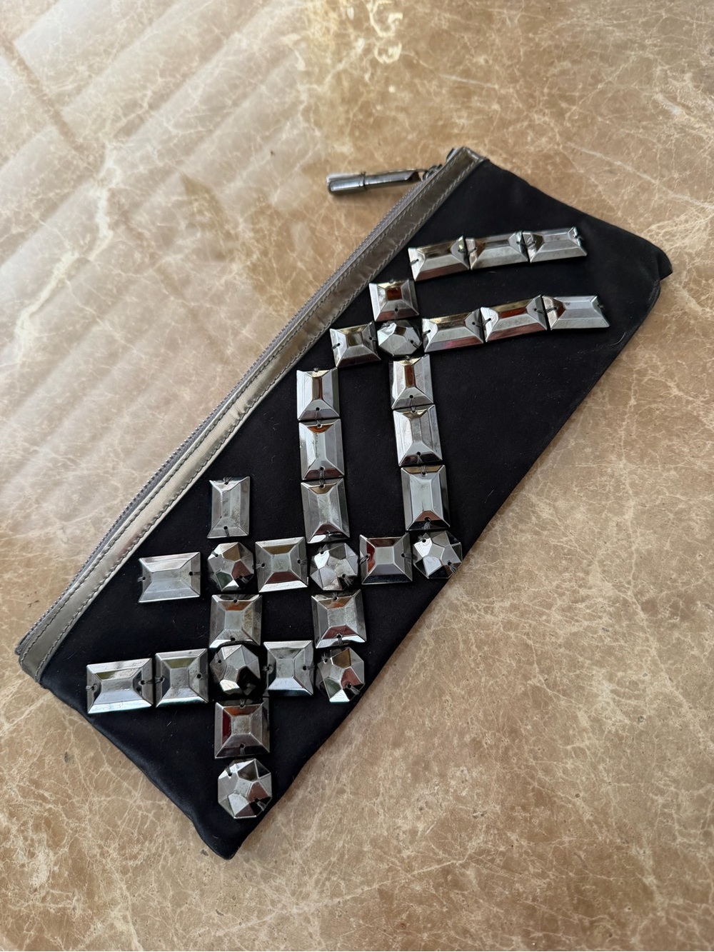 Burberry Black Clutch with Silver Stud Detailing